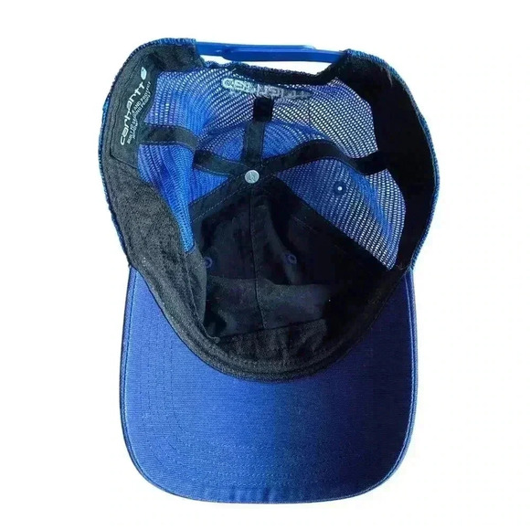 Carhartt Mesh Back Adjustable Snapback Hat Cap Blue Workwear One Size - Picture 6 of 8